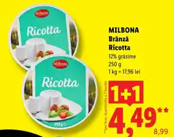Lidl Milbona brânză ricotta Ofertă