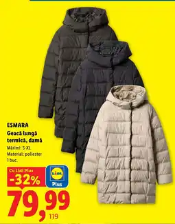 Lidl Esmara geacă lungă termică, damă Ofertă