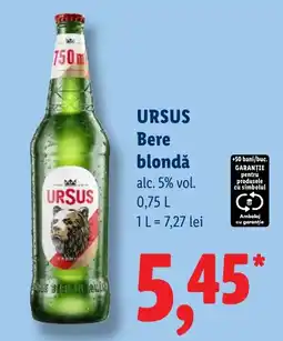 Lidl Ursus bere blondă Ofertă