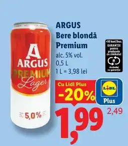 Lidl Argus bere blondă premium Ofertă