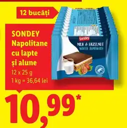 Lidl Sondey napolitane cu lapte si alune Ofertă