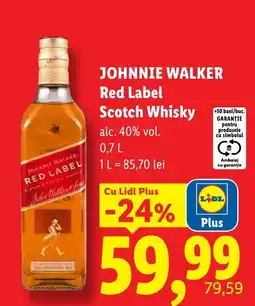 Lidl Johnnie Walker Red Label Scotch Whisky Ofertă