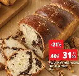 Carrefour Cozonac cu nucă, cacao, stafide si rahat Ofertă