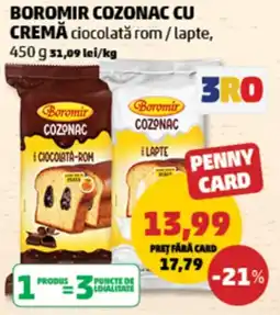 Penny Boromir cozonac cu cremă ciocolată rom / lapte Ofertă