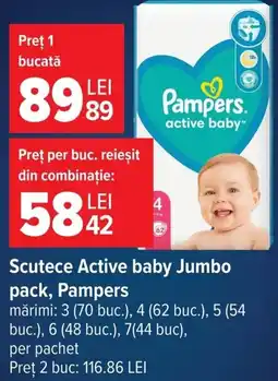 Carrefour Pampers scutece active baby jumbo Ofertă