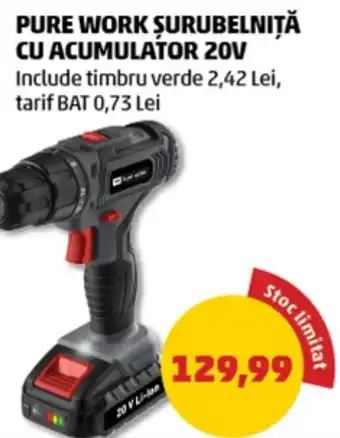 Pure Work șurubelniță cu acumulator 20V