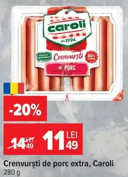Carrefour Caroli crenvurști de porc extra Ofertă