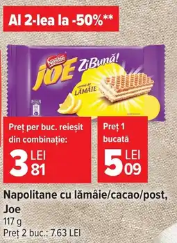Carrefour Market Napolitane cu lămâie/cacao/post, Joe Ofertă