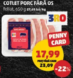 Penny Banul Boresc cotlet de porc fără os, feliat Ofertă