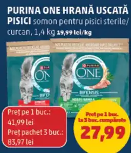 Penny Purina One hrană uscată pisici somon pentru pisici sterile/curcan Ofertă
