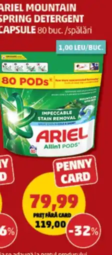 Penny Ariel mountain spring detergent capsules Ofertă