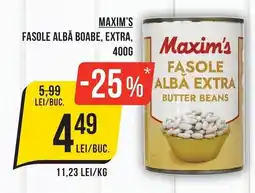 Mega Image Maxim's fasole albă boabe, extra Ofertă