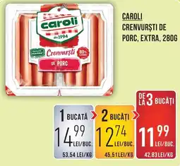 Mega Image Caroli crenvurști de porc, extra Ofertă