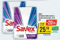 Mega Image Savex detergent pudră, whites & colors/color & care Ofertă