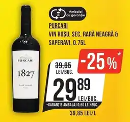 Mega Image Purcari vin rosu sec rara neagra & saperavi Ofertă