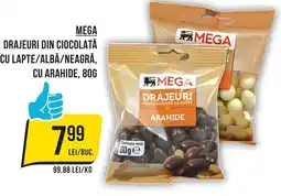 Mega Image Mega drajeuri din ciocolata cu lapte/albă/neagră, cu arahide Ofertă