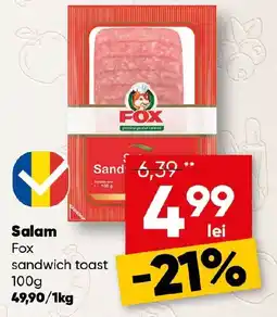 PROFI Salam Fox sandwich toast Ofertă