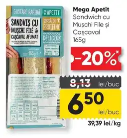 Mega Image Mega Appetit Sandwich cu Mușchi File și Cașcaval Ofertă