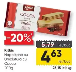 Mega Image Kitbis Napolitane cu Umplutură cu Cacao Ofertă