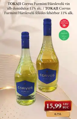 CBA Corvus tokaj furmint/hárslevelű vin alb demidulce Ofertă