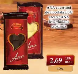 CBA Ana cuvertură de ciocolată albă/cacao Ofertă