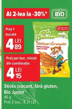 Carrefour Sticks crocant, fără gluten, Bio Junior Ofertă