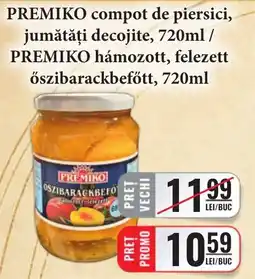 CBA Premiko compot de piersici, jumătăți decojite Ofertă