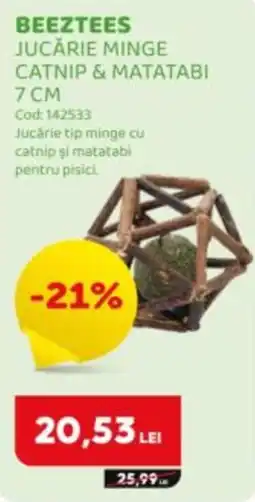 Animax Beeztees jucarie minge catnip & matatabi Ofertă