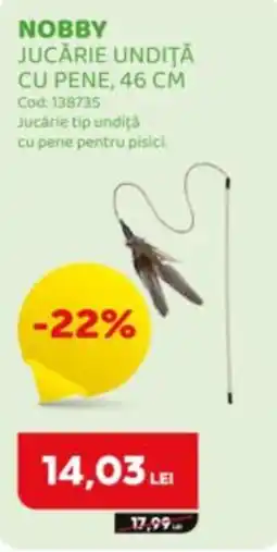 Animax Nobby jucărie undiță cu pene, 46 cm Ofertă