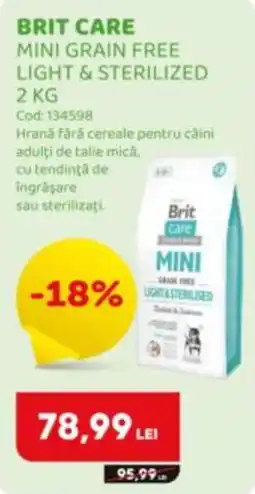 Animax Brit care mini grain free light & sterilized Ofertă