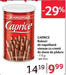 Selgros Caprice Rulouri de napolitană vienez cu cremă de alune de pădure Ofertă