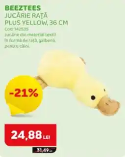Animax Beeztees jucarie rață plus yellow Ofertă