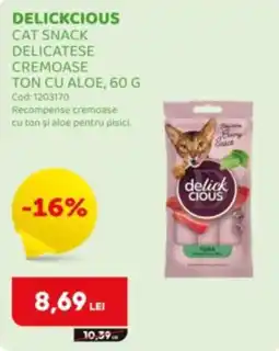 Animax Delickcious cat snack delicatase cremoase ton cu aloe Ofertă