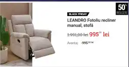 Mobexpert Leandro fotoliu recliner manual, stofă Ofertă