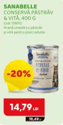 Animax Sanabelle conserva păstrăv & vită Ofertă