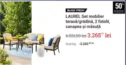 Mobexpert Laurel set mobilier terasă/grădină, 2 fotolii, canapea și măsuță Ofertă