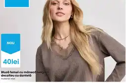 Pepco Bluză femei cu mânecă lungă și decolteu cu dantelă Ofertă