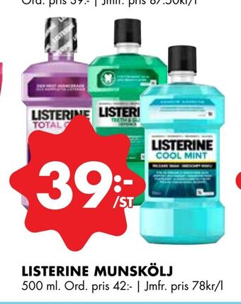 ÖoB Listerine munskölj erbjuda