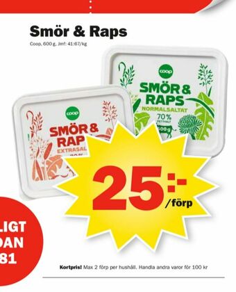 Pekås Coop Smör & Raps Smörgåsmargarin erbjuda