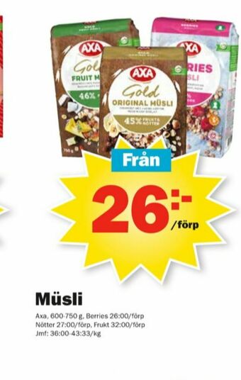 Pekås AXA Müsli erbjuda