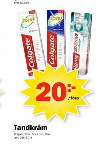 Pekås Colgate Tandkräm erbjuda