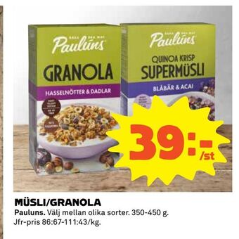 Coop Müsli/granola erbjuda