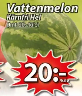 Extra Mjällby Stormarknad Vattenmelon Kärnfri Hel erbjuda