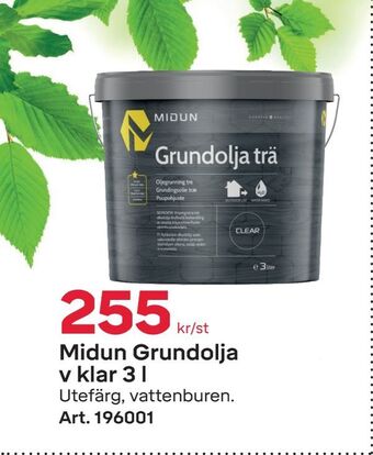 Byggmax Midun Grundolja v klar 3 l erbjuda