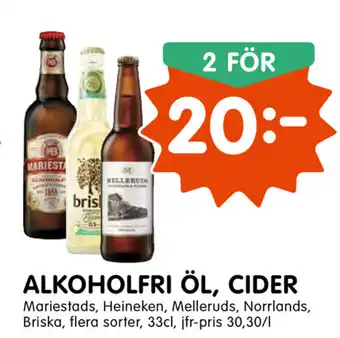 Alkoholfri öl, cider 2x33cl