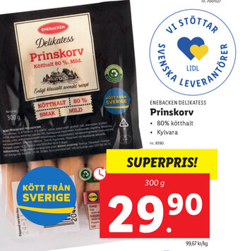 Lidl Prinskorv erbjuda