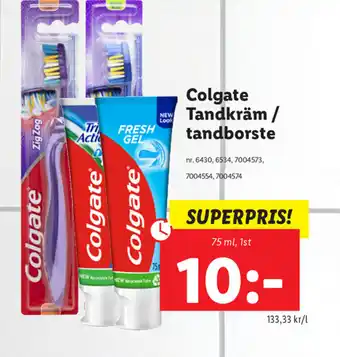 Lidl Colgate tandkräm / tandborste erbjuda