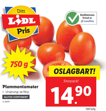 Lidl Plommontomater erbjuda