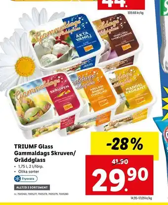 Lidl TRIUMF Glass Gammaldags Skruven/ Gräddglass erbjuda