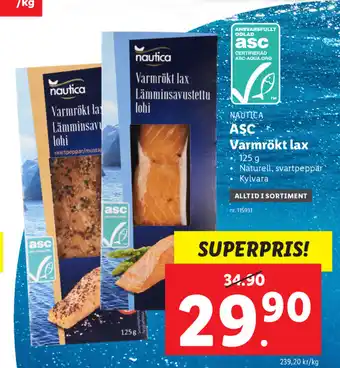 Lidl ASC Varmrökt lax 125g erbjuda
